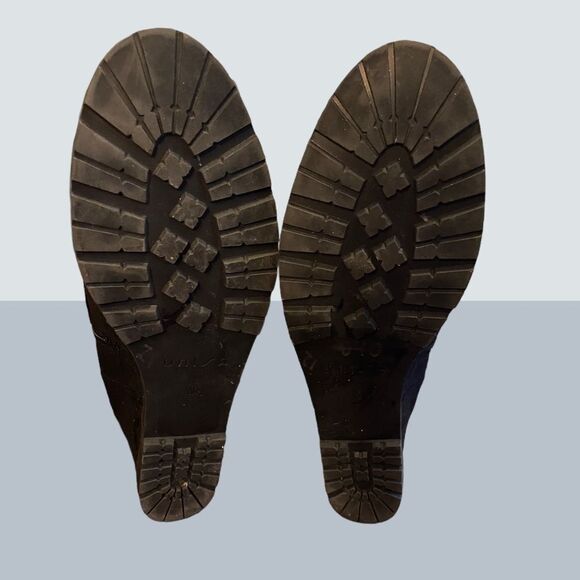 Unisa Black Suede Wedge Ankle Booties 10 - Picture 3 of 3